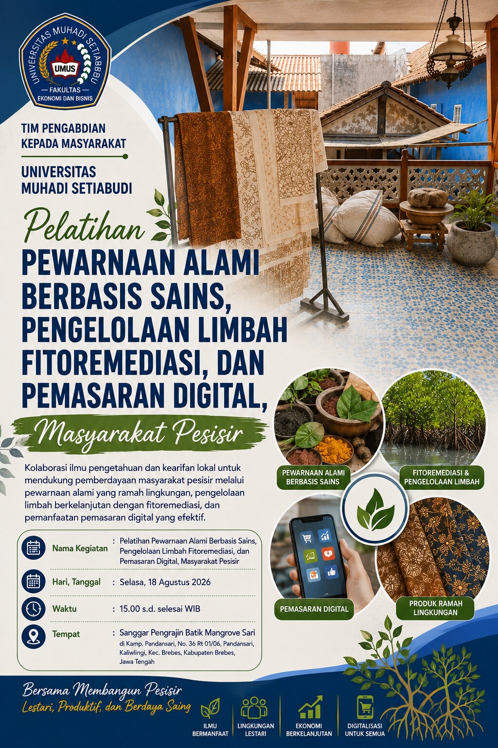 Pelatihan Pewarna Alami Berbasis Sains, Pengolaan Limbah Fitoremedias, dan Pemasaran Digital